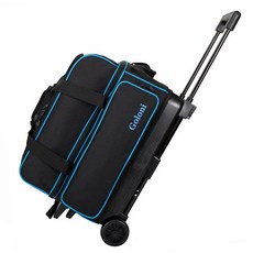 볼링캐리어 볼링가방 2구 더블 트롤리 2볼백 볼링공, 1개, 블랙 TR 블루 러버