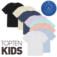탑텐키즈 남아 여아 4세부터 초등 고학년 공용 기본 반팔 데일리 티셔츠
