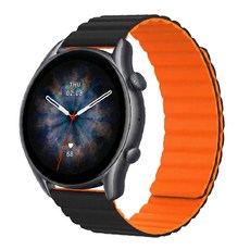 샤오미 어메이즈핏 밸런스 Balance GTR4 3 2 호환 베이직 마그네틱 자석 스트랩 시계줄, 1개, 블랙/오렌지
