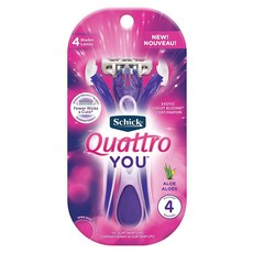 쉬크 콰트로 유 여성 면도기 알로에, 1개, 4개입