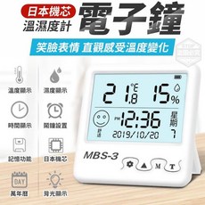 MBS-3 溫濕度計電子鐘，具備笑臉顯示與背光功能, 1個