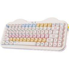 YUNZII C75 무선기계식키보드 75레이아웃 핫스왑 크리미 NKRO PBT MOA 키캡 RGB 백라이트 가스켓 마운트 귀여운케이크디자인 BT5.0/2.4G/USB-C Win/M, 캔디 리니어 스위치, 베이지