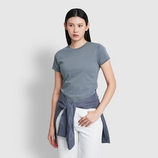 JAJU 여 코튼 스트레치 크롭 반팔 티셔츠 WHITE/ BROWN/MELANGE GREY/BLUE GREY/ BLACK 719066