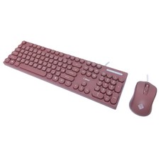 i.shock 翔龍國際 一鍵天下 USB有線鍵盤滑鼠組 中文鍵盤 3段DPI 防潑水, 粉色