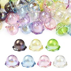 Ipotkitt 35피스 7가지 색상 아크릴 꽃 비즈 캡 플라스틱 윈드 벨 비즈 귀여운 꽃무늬 스페이서 비즈 DIY 공예 팔찌 키체인 목걸이 주얼리 제작용, 35개-아크릴 비즈 캡-15.5x24x24mm