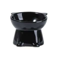 陶瓷加高寵物碗 - 呵護頸椎，時尚黑色寵物餵食碗, 黑色陶瓷碗, 1個