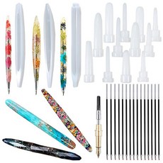 FUNSHOWCASE 만년필 및 볼펜 실리콘 몰드 에폭시 UV 레진 캐스팅 키트 22개 246429 4420497703, 6 Resin Pens