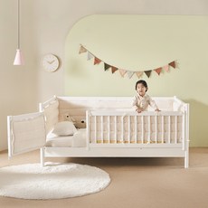 장인가구 뉴피터 SE0 어린이 원목 저상형 데이베드 올가드형 침대 SS+리오셀미니포켓+범퍼, 애쉬화이트(저상형)