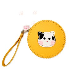 깜찍 야옹이지갑 지퍼 동전지갑 가죽공예키트 주말놀이 문화센터 공예수업 돌봄센터, 1개