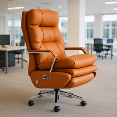 DESKFLOW 풀옵션 전동 리클라이너 중역 사무용 의자, 오렌지
