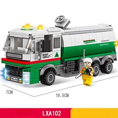 천연가스 저장소 운송센터 도시 주유소 탱크차 조립 완구, 연료 탱크 트럭 LXA102, 1개, 기본 색상