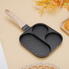 麥飯石帶蓋多孔家用不粘鍋平底鍋早餐鍋煎鍋漢堡鍋批發迷你鍋跨境, 1個, 黑色:如圖所示, 1cm