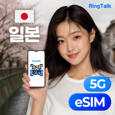 일본 eSIM 이심 E심 데이터 무제한 유심 4G 5G 오사카 도쿄 후쿠오카 오키나와 삿포로 미야코지마 마쓰야마 구마모토 링톡, 1개, 5G 매일 2기가 후 무제한(저속), 5일