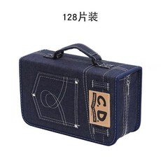 大容量CD收納包, 1個, 128片裝牛仔布/ 1個