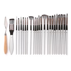 24pcs/세트 나일론 헤어 나무 손잡이 수채화 페인트 브러시 펜 스크러빙 스크래퍼 DIY 오일 아크릴 페인팅, 1개