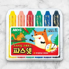 베스트피플 파스넷 크레파스 6색 유아미술재료, 노랑,연주황,빨강,초록,파랑,검정, 1세트, 6개
