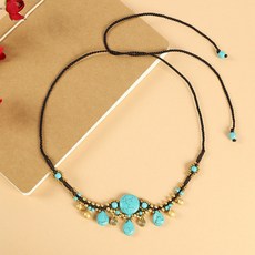 台灣出貨 民族風水滴流蘇額飾眉心墜編織復古異域風額頭鏈發繩頭飾