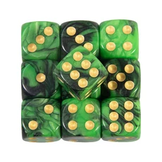 6면 주사위 세트 컬러 라운드 코너 큐브 PRG 파티 놀이 보드 교육 수학 16mm 10 개, 03 green black