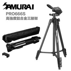 【eYe攝影】SAMURAI PRO666s 鋁合金三腳架 (附手機夾 收納袋) 相機/手機/攝影機 直播適用, 1個