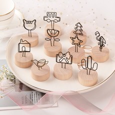 우드 메모 홀더 메모꽂이 가격표꽂이 스탠드 메뉴꽂이, 1개, 9-메모홀더-꽃