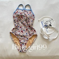 碎花公主風連體泳衣 速干游泳館競速學生款