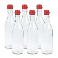 가인글로벌 투명 기름병350 + 코벤트캡 빨강 유리 참기름 용기, 6개, 350ml