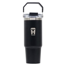 휴대용 트래블 텀블러 대용량 스테인리스 스트로우, 1개, 887ml, 블랙