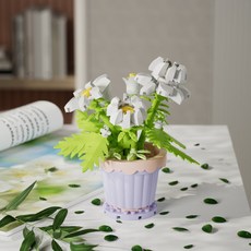 潮樂創 微顆粒積木 盆栽模型玩具, 7225雛菊盆栽189pcs 70g, 1套