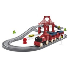 DIY拼裝電動火車軌道玩具 兒童益智模擬高鐵列車玩具 男孩3-6歲, 紅色火車軌道組(44PCS), 1套