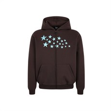 【高街潮牌】連帽衛衣 男士衛衣 外套 開衫 秋冬上衣 寬鬆廓形 五角星印花 拉鍊開衫 休閒百搭 日常出街