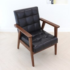 파스텔우드 모리1인 편한한 원목카페의자 커피숍의자 1인소파 디자인의자 인테리어의자, 브라운 블랙