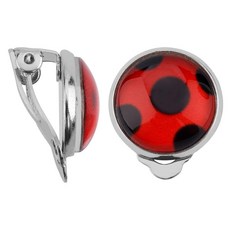 무당벌레 귀걸이 1쌍 실버 클립 귀걸이 레이디 버그 클립 온 귀걸이 메탈 레드 버그 곤충 스터드 귀걸이 주얼리 할로윈 카니발용 메탈 보석 없음