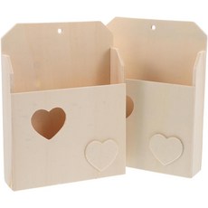 키젤 2Pc 미완성 나무 봉투 상자 연필꽂이 편지 엽서 리모컨을 위한 DIY 벽 우편물 홀더 보관 매거진 랙