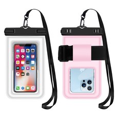 디어스윔 스마트폰 에어방수팩 4중잠금 방수팩 1+1, 1개, 화이트+핑크