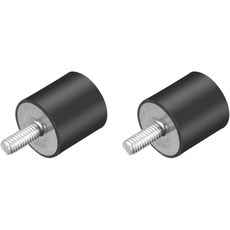 uxcell M4 나사산 고무 마운트 진동 차단기 스터드가 있는 원통형 쇼크 업소버 15 x 15mm 2개, M6x25x20mm