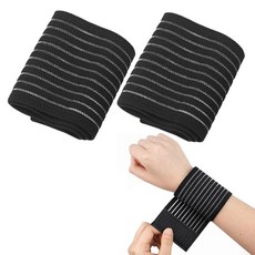 손목 압박 아대 벨크로식밴드, 블랙, 2개