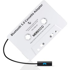 Mersoco 카세트어댑터 변환기 레트로 카 오디오 블루투스 5.0 카세트 수신기 테이프 플레이어용 어댑터 핸즈프리 통화가 가능한 무선 보조 스마트폰용 범용 호환성 태블릿화이트, 자동차 오디오 블루투스 5.0 카세트 수신기 어댑터 차