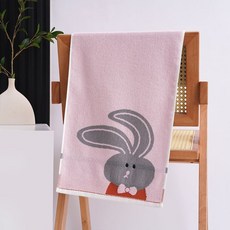 兔兔純棉毛巾, 1個, 長耳兔粉色 74*34cm 105g/條