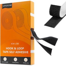 UPXDUMI 1.2 x 16피트 후크 및 루프 스트립 다목적 끈적끈적한 백 헤비 듀티 강력한 양면 패스너 테이프 롤 야외 실내 산업용 홈 오피스 패브릭 블랙, Black_1.2inch x 16ft