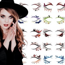 ZHUIGUANGZE 할로윈 페이스 아이섀도우 임시 타투 스티커 거미줄 나비 박쥐 아이라이너 블랙 레드 방수 아이섀도 여성용 가장 무도회 파티 메이크업 (10쌍) 184486, ZHUIGUANGZE 할로윈 페이스 아이섀도우 임시 타