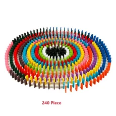 새로운 어린이 120/240pcs 색상 정렬 무지개 나무 도미노 블록 키트 조기 밝은 게임 교육 장난감 선물, 01 240Pcs domino