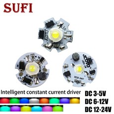 LED 램프 비즈 정전류 드라이버 전원 회로 기판 1W 3W 화이트 블루 리튬 배터리 3 5V 6 12V 12 24V 변압기 모듈, [15] Full Spectrum-White, [02] 3W 3-5V, 1개