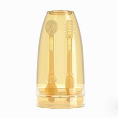 台灣24H速發 C1 SGS檢驗合格 新生兒矽膠乳牙刷 寶寶舌苔刷 食品級口腔清潔神器 口腔清潔棒 奶垢清潔 牙刷, 1個, 乳牙刷+舌苔刷+清潔杯