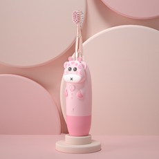 懶貝貝智能超聲波電動兒童牙刷 2-12歲寶寶 軟毛, 電池款-粉小鹿:1
