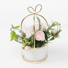 조화 화분 인공꽃 인테리어 거실 테이블 장식 꽃 소품 핑크, 1개