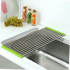공간활용 주방 스텐 접이식 롤링 물빠짐 식기 건조대 개수대 롤매트