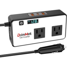 200와트 차량용 전원 인버터 차량 플러그 어댑터 콘센트 12V에서 110V로 변환 24와트 USB 고속 충전 포트 노트북용 이중 교류 캠핑용 LED 디스플레이 3088489, 화이트