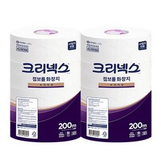 크리넥스 천연펄프 점보롤 화장지 휴지 200M(2겹) 4롤 2팩 45390, 200m, 2개