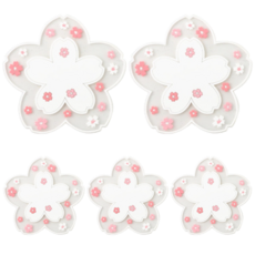 벚꽃 받침 실속 5종세트 실리콘 냄비받침 + 실리콘 티코스터, 화이트 대형 2p + 소형 3p, 1개