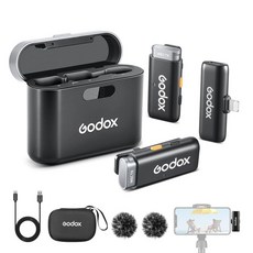 Godox WES1 Kit2 2.4G 200m 무선 마이크 iPhoneLightning용 대용량 듀얼 채널 무선, 1개